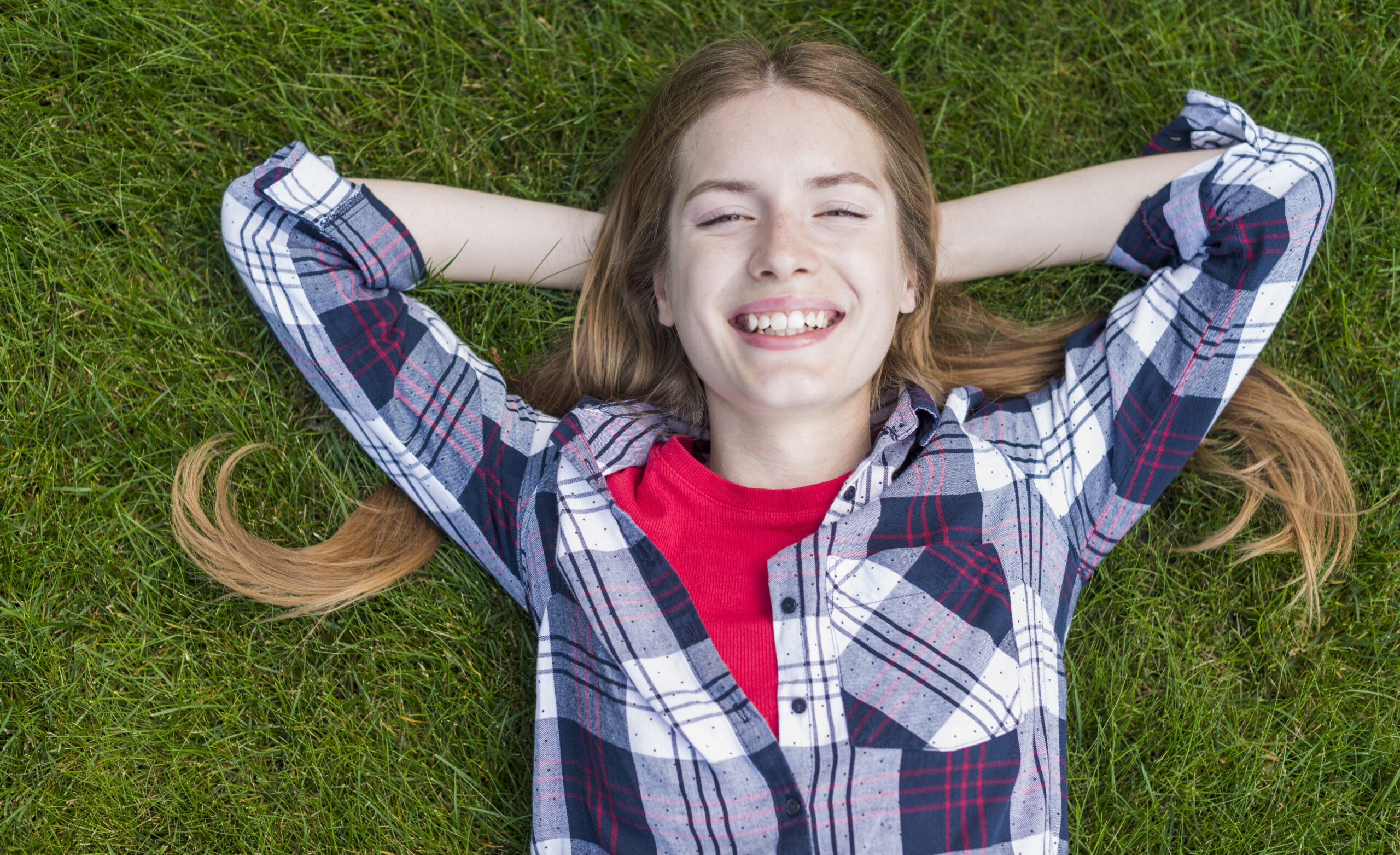Happy Smiling Teen Girl Relaxing